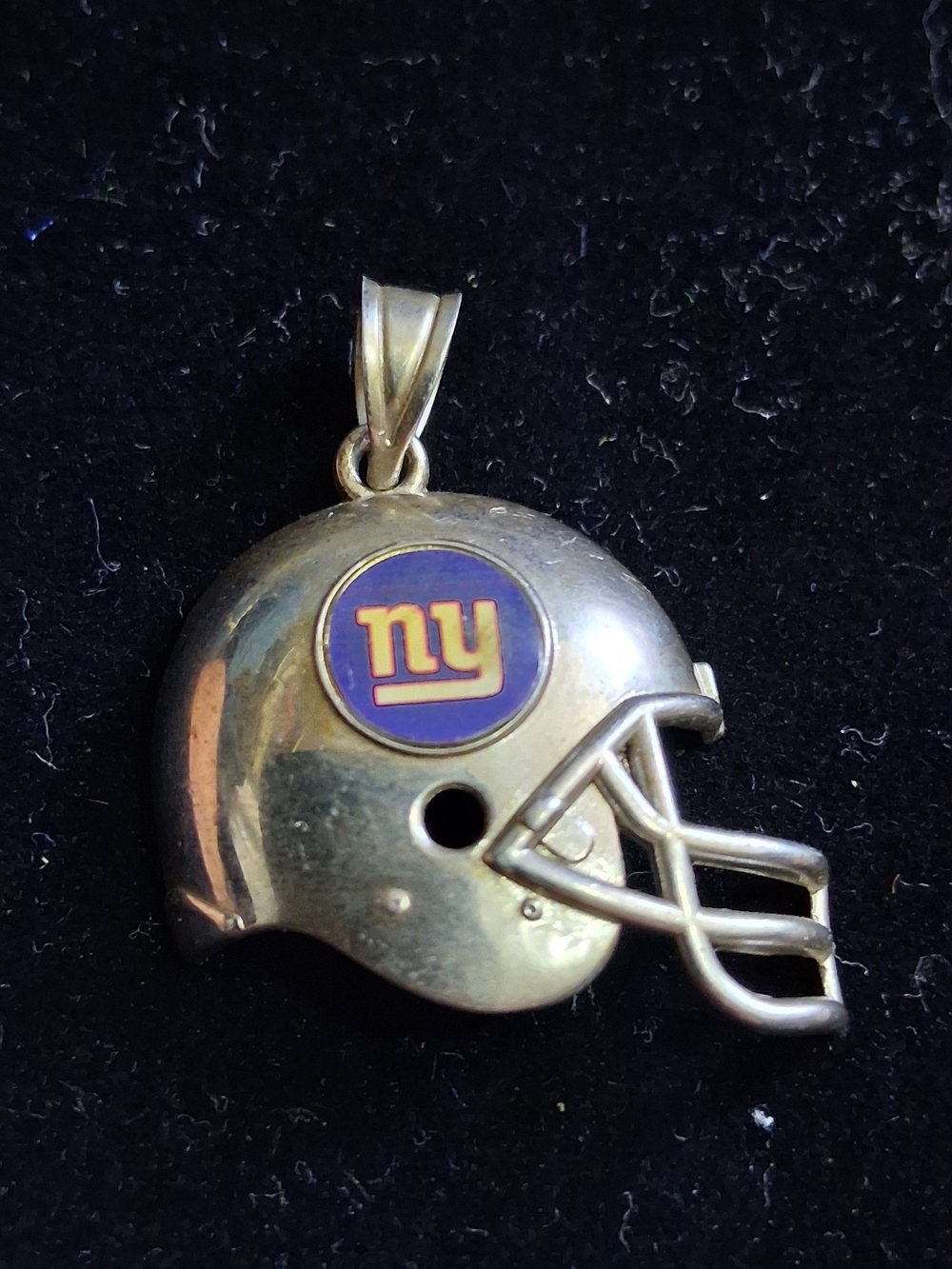 New York Giants 3/4in Sterling Silver Helmet Pendant Men's Women's Jewelry